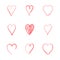 Hend drawn red hearts