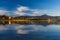 Hendaia is reflected in the water of the beach at sunset