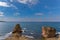 Hendaye, Basque Country, France - Plane over Les Deux Jumeaux