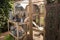 Henhouse and farm utensils in front - view from side point.