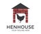 Henhouse, poultry farming flat logo design. Organic animal agriculture, hennery. Chicken farm vector design.