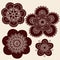 Henna Mehndi Tattoo Flower Silhouettes Vector