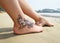 Henna tattoo on the foot