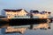 Henningsvaer white buildings mirroring