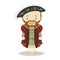 Henry VIII of England cartoon character. Vector Illustration.
