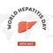 Hepatitis A, B, C, D, cirrhosis, World Hepatitis Day. Square Banner, card or social media post with world map and