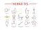 Hepatitis line icon Infographics. Vector signs for web graphics.