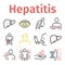 Hepatitis line icon Infographics. Vector signs for web graphics.