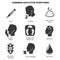 Hepatitis symptoms vector icons set