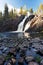 HepokÃ¶ngÃ¤s waterfall in the northern taiga forest of Finland