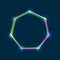 Heptagon frame with colorful multi-layered outline and glowing light effect on a blue background