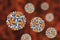 Heptitis B viruses on colorful background