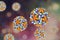 Heptitis B viruses on colorful background