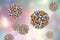 Heptitis B viruses on colorful background