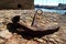 Heraklion, Greece, 25 September 2018, Old anchor at the port of Heraklion with the Venetian fortress