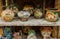 HERAKLION, GREECE - November, 2017: Greek national pottery, hand-painted, Heraklion, Crete