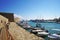 Heraklion, Greece, September 25, 2018, A cyclist heads towards the Venetian fortress