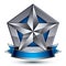 Heraldic 3d glossy blue and gray icon - can be used in web and g