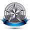 Heraldic 3d glossy blue and gray icon - graphic