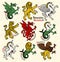 Heraldic beasts. Vector Illustration.