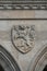 Heraldic Coat of Arms as decoration elements at facade of main city hall Rathaus in Vienna, Austria