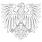 Heraldic Eagle front view, wings spread BW