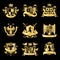 Heraldic golden emblems