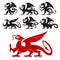 Heraldic Griffin and mythical Dragon silhouettes