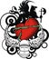 Heraldic griffin red heart tattoo crest insignia3