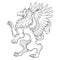 Heraldic Griffin walking on hind legs BW