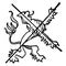 Heraldic Lion is a common charge in heraldry, vintage engraving