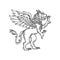 Heraldic Medieval animal sketch of eagle lion