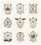 Heraldic signs, elements, heraldry emblems, insignias, signs, vectors. Classy high quality symbolic illustrations collection,