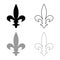 Heraldic symbol Heraldry liliya symbol Fleur-de-lis Royal french heraldry style icon outline set black grey color vector