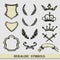 Heraldic symbols, hand drawing,