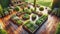 Herb Garden Plants Flowers Backyard Wooden Boxes Cedar Deck Porch AI Generate