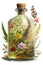 Herb oil bottles homeopathy herbs.