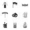 Herba, Germany, symbols, and other web icon in monochrome style.Building, towers, roof, icons in set collection.