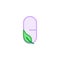 Herbal capsule and leaf flat icon