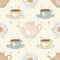 Herbal chamomile tea party seamless pattern
