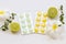 Herbal cough sore throat pastille extract vegetable lemon for health care with lemon slice ,flowers frangipani arrangement flat la