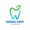 Herbal Dent logo design template. Abstract tooth with leaf.