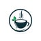 Herbal green tea cup logo, herbal drink logo