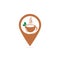 Herbal green tea cup map point shape concept logo