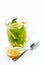 Herbal green tea with fresh mint and lemon