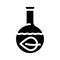 Herbal leaf in laboratory flask glyph icon vector illustration