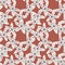 Herbal seamless pattern with botanic random grey mandarins flowers shapes. Pastel background