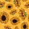 Herbal seamless pattern. Yellow sunflowers repetitive background. Spring and summer bright and yellow flowers