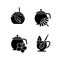 Herbal tea black glyph icons set on white space