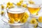 Herbal tea with coltsfoot flowers